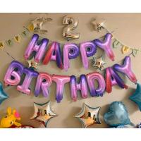 Набор фольгированных воздушных шаров в виде букв Happy birthday розовый градиент