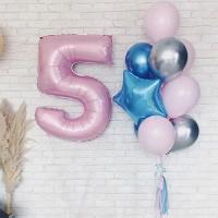 Букет из шариков на 5 лет в розовых тонах