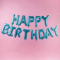Набор фольгированных воздушных шаров в виде букв Happy birthday бирюзовый