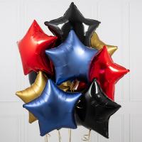 Облако из 15 фольгированных шаров звезд (ассорти)
