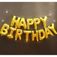 Набор фольгированных воздушных шаров в виде букв Happy birthday, Золото