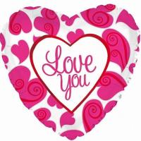 Фольгированное сердце i Love You неон (46см)