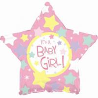 Фольгированная звезда Baby Girl Розовый (46см)