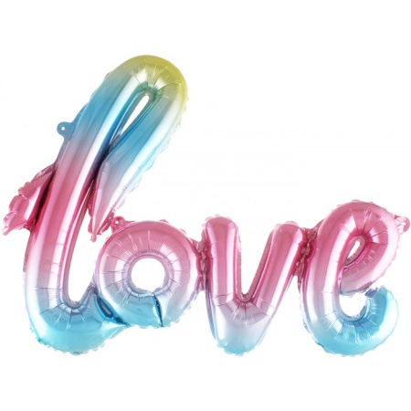 Фольгированный шар надпись Love нежно радужная