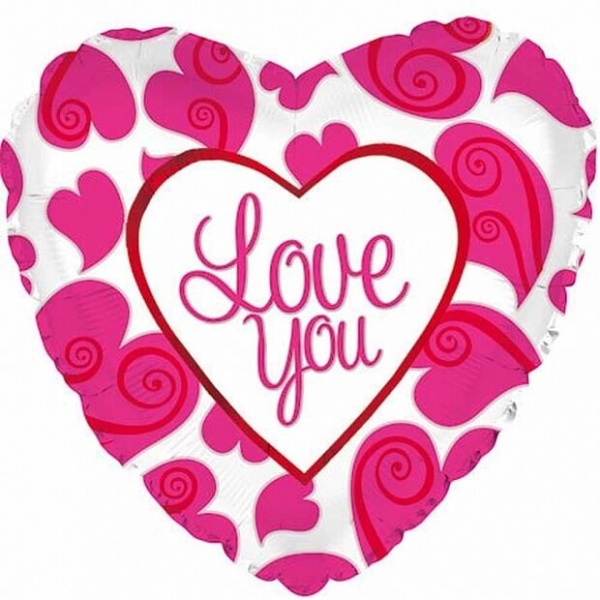 Фольгированное сердце i Love You неон (46см)