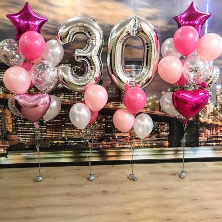 Шары на юбилей 30 лет В серебре