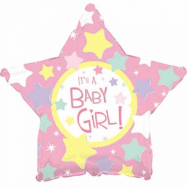 Фольгированная звезда Baby Girl Розовый (46см)