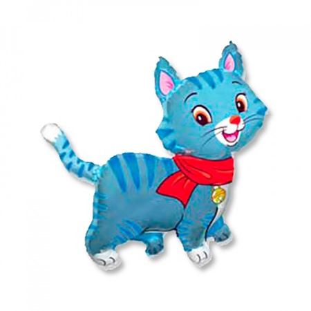 Воздушный шар Кошечка с шарфом голубая