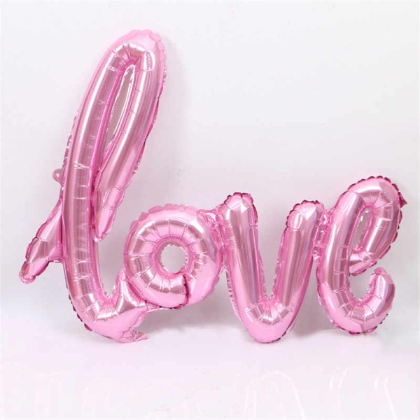 Набор шаров мини надпись LOVE розовая