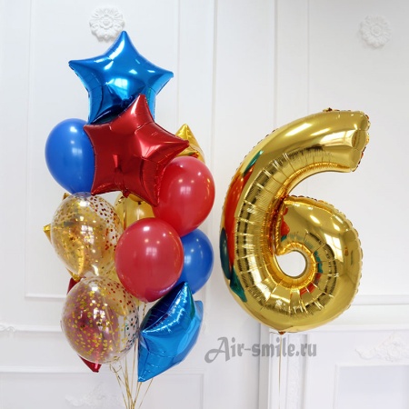 Комплект шаров для мальчика на 6 лет Суперзвезда