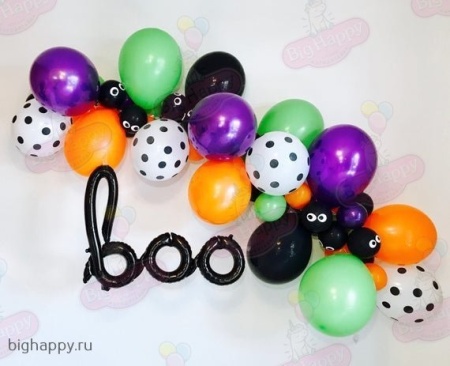 Украшение стены из воздушных шаров на Halloween