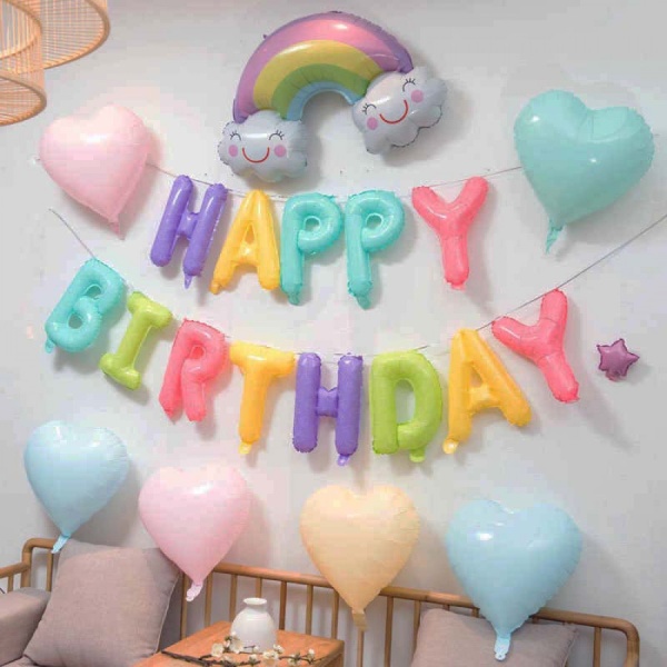 Набор фольгированных воздушных шаров в виде букв Happy birthday разноцветная