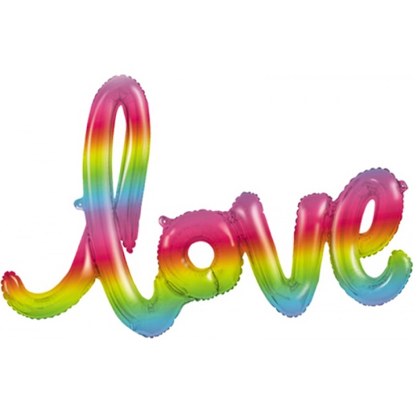Фольгированный шар надпись Love радужная