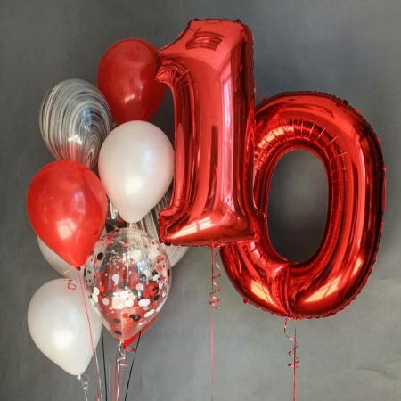 Сет из шаров 10 лет в красном