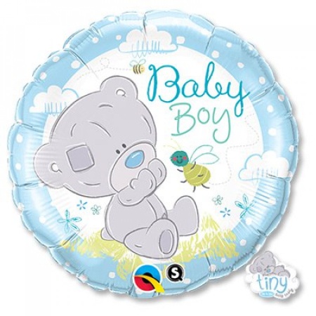 Фольгированный круг с мишкой Me to you, бабочкой и надписью Baby Boy