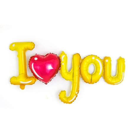 Фольгированный шар надпись I Love You с сердечком