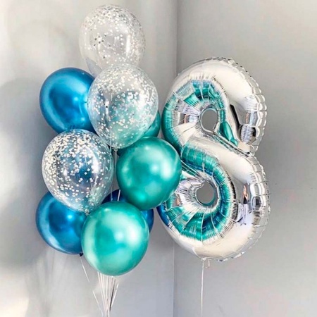 Комплект с шарами хром на 8 лет