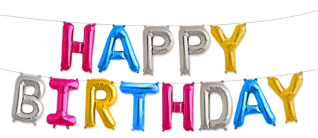 Шар Надпись из букв Happy Birthday, ассорти цветов