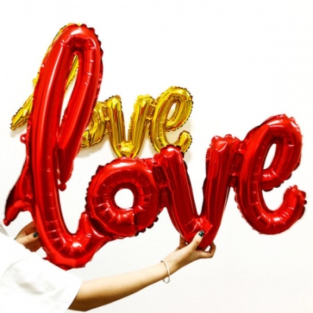 Шар Фигура, Надпись Love, Красный