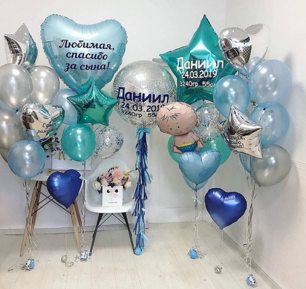 Оформление выписки с большими шарами