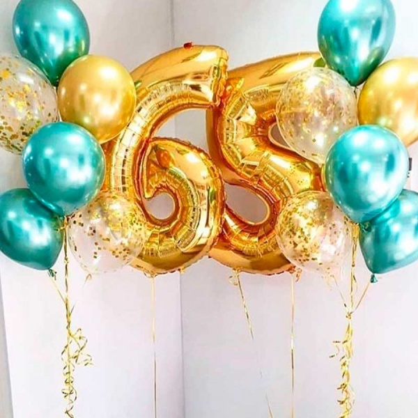 Сет шаров на юбилей 65 лет Золотой