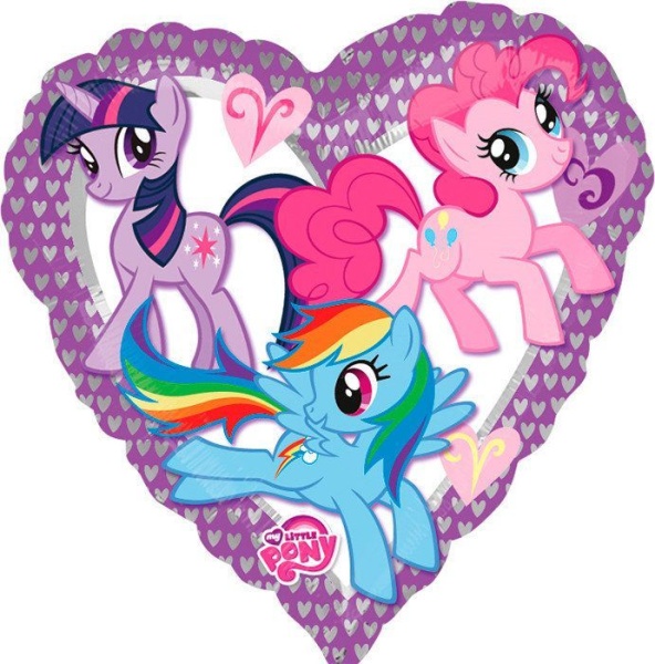 Фольгированный шар сердце My Little Pony