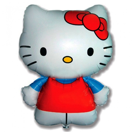 Воздушный шар Фигура, Hello Kitty, Котенок с бантиком, Голубой