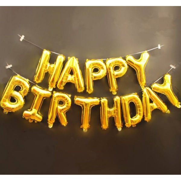 Набор фольгированных воздушных шаров в виде букв Happy birthday, Золото