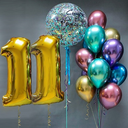 Готовое решение из шаров хром на 11 лет